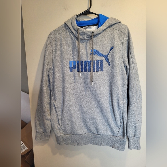 PUMA Men's Gray Hoodie with Blue Accents (**please Read Details**) - Picture 1 of 6